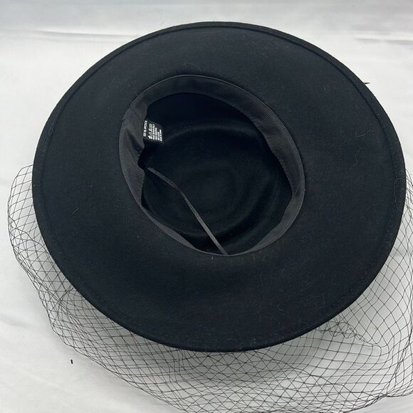 Black Wool Women's Formal Hat with Netting & Feathers - Picture 6 of 8